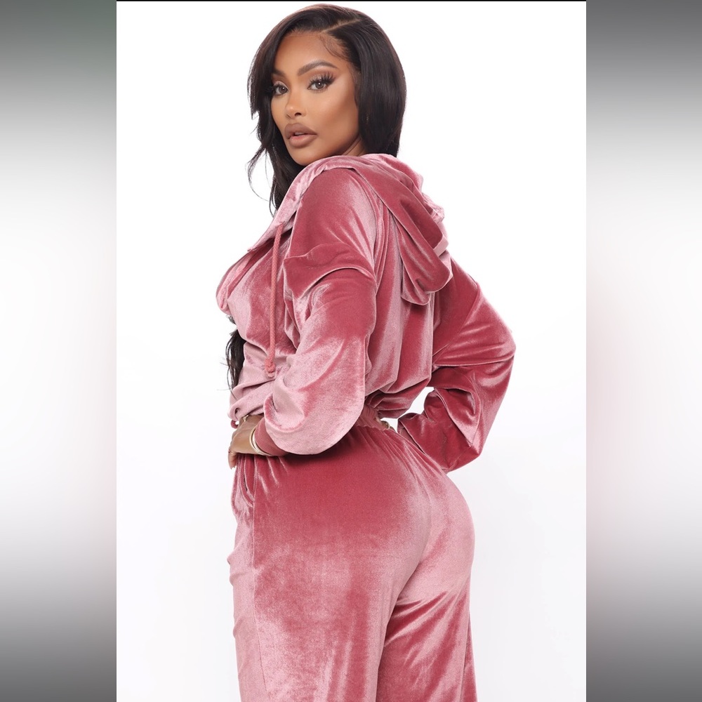Velvet Vixen Fantasy Sweat Jumpsuit - Mauve Size XL - Picture 6 of 8